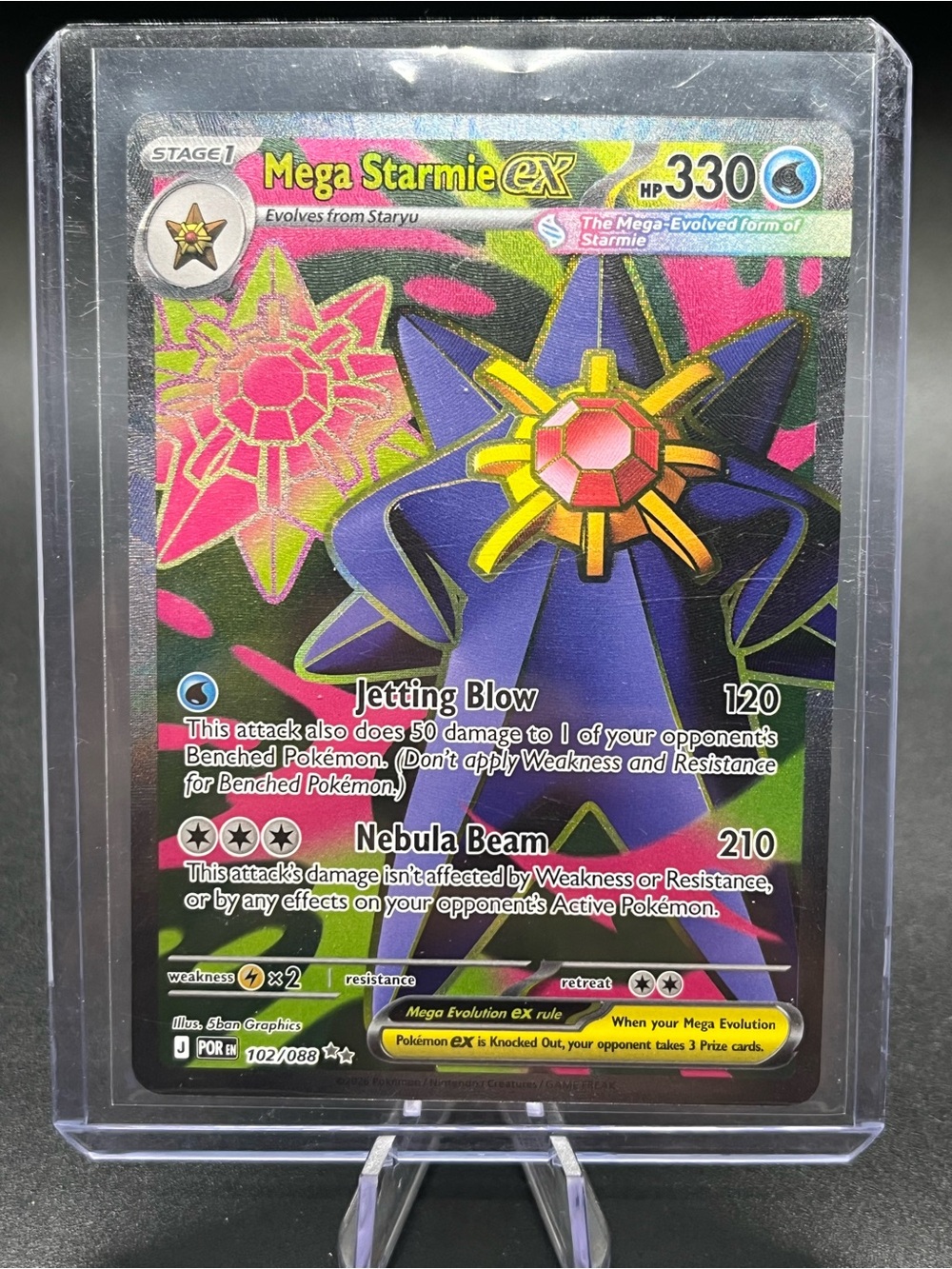 Mega Starmie EX Holo Pokémon Card - 2 Silver Stars